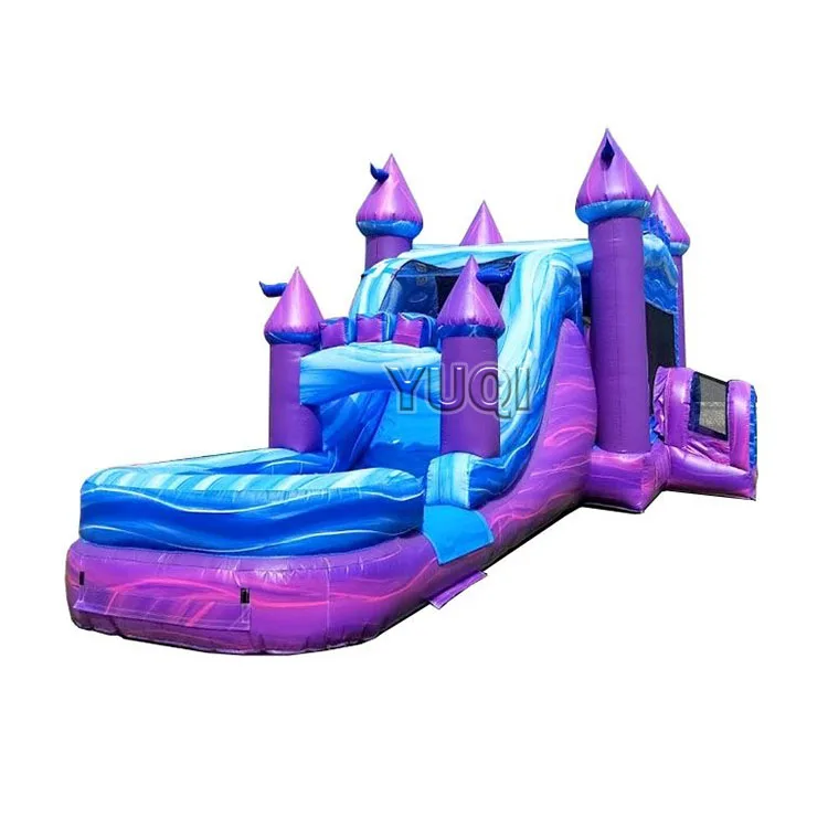 Princess castle trampoline for kids inflatable water slide pool games 0.55mm tarpaulin bouncer wet slides