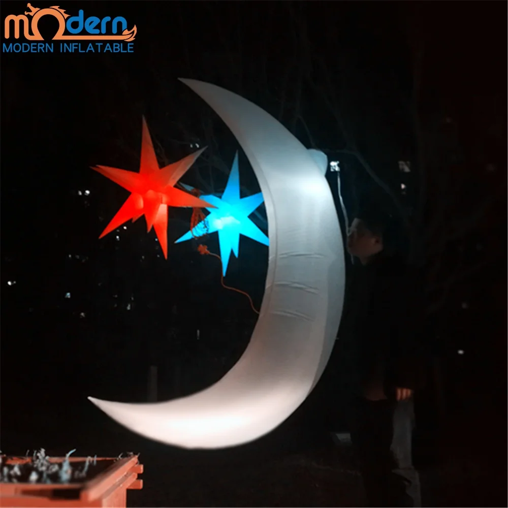 Muslin Holiday Ramadan Lighting Inflatable Moon Star Balloon