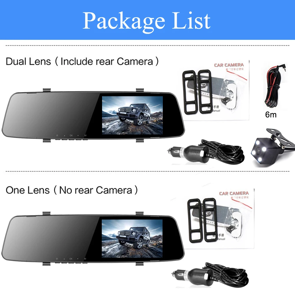 Zimtop wdr 4.39inch 1080p manual car camera hd dvr  reverse  dash cam car dvr camera  for car