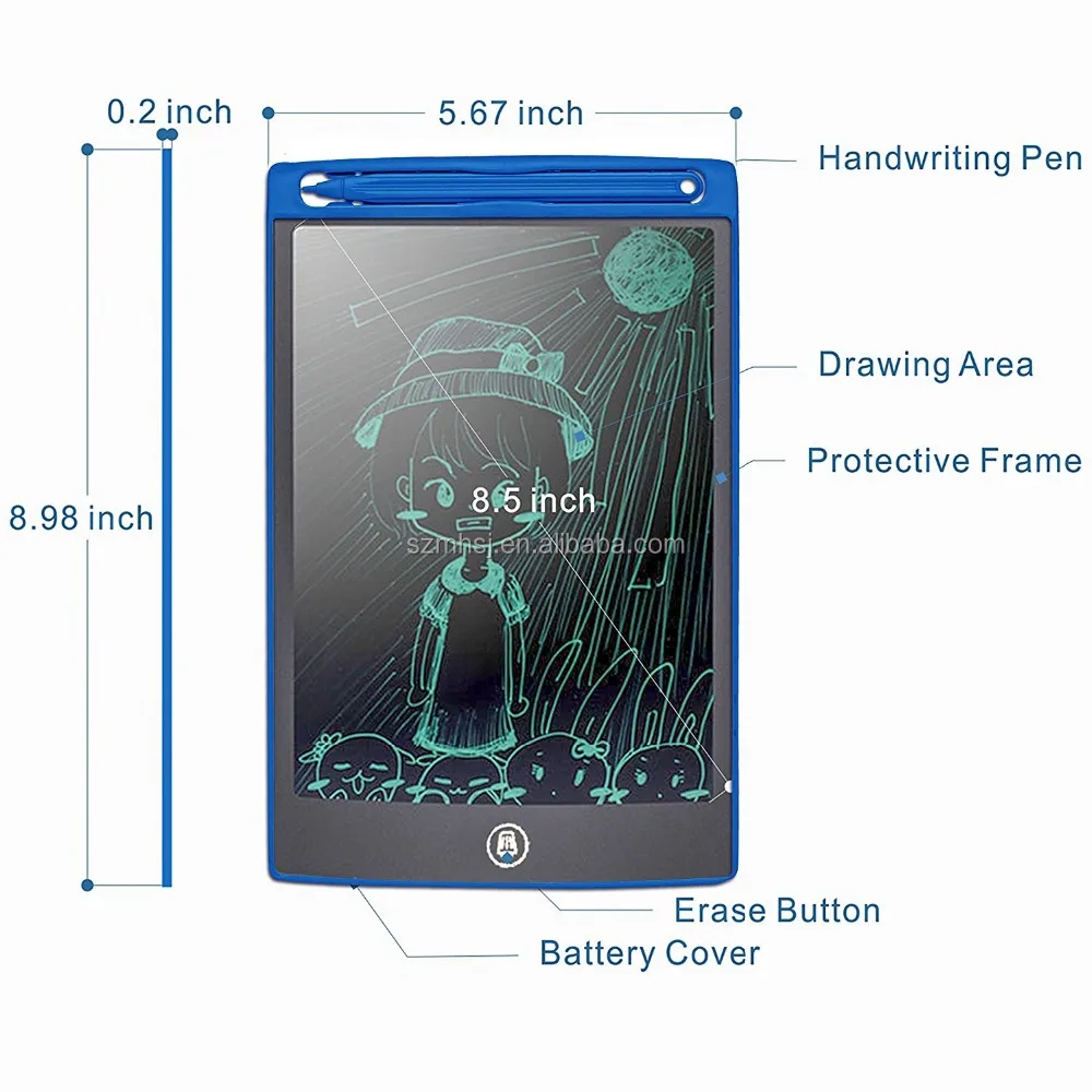 LCD Drawing Tablet, 8.5 inch Portable LCD Graphic Writing Pad Colorful Electronic Note Memo Pad with Stylus