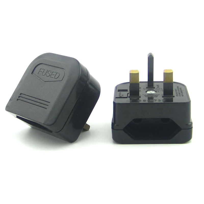 2022 Schuko Style Socket European 2-Pin to UK 3-Pin AC Mains Power Travel plug converter Adaptor in White black