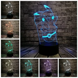 Remote control 3D Cartoon USB Lamp Pokeball Bulbasaur Pokemon Go Game LED Night Light Visual Illusion Table Holiday Kid Toy