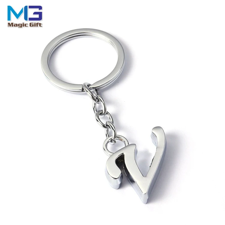 Hot sale A - Z Letter Alloy Phone Pendant Car Keyring Creative Gift letter R keychain metal Pendant