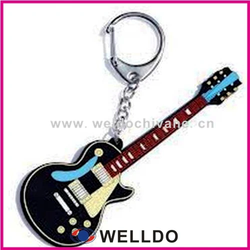 Guangzhou custom rubber  guitar shaped key chain
