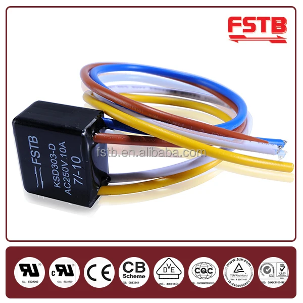 KSD303 led for fridge  thermostat Thermal Fuse 10A 250V Mini Thermostatic Bimetal Temperture Switch