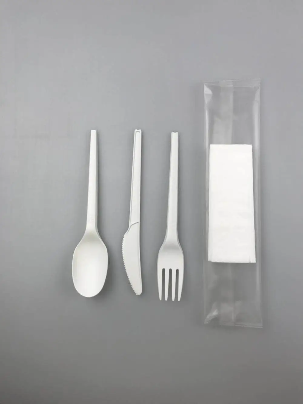 Buffet utensils catering cutlery 100% biodegradable spoon fork knife set pla pouch