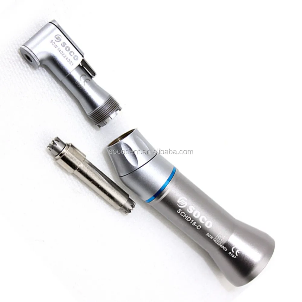 SOCO high quality 1:1 External blue dental Contra angle Low Speed key tyle Handpiece with ball bearing shaft