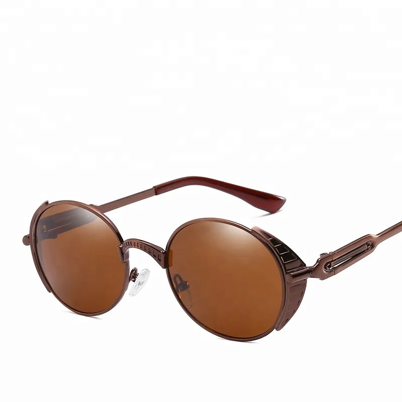 
Sinle vintage steampunk sunglasses prince mirror glasses gold metal googles for men spring hinge sunglasses 