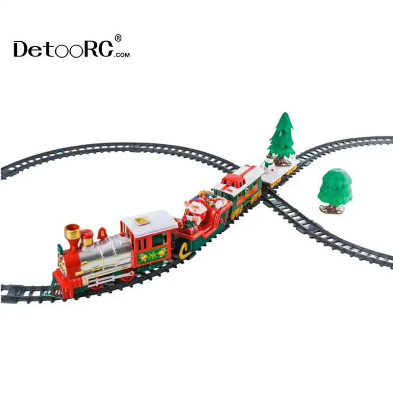 Detoo tracking train set electric toy with light with music children gift new year kids hot toys for Christmas 2018