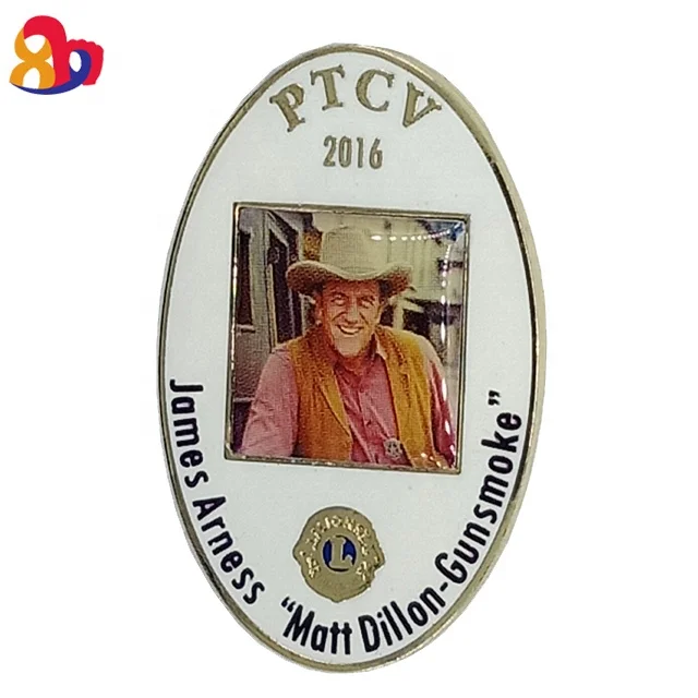 Promotional Custom Oval Print Photo Resin Reusable Name 2 Pin Badge for Name Badge Holder