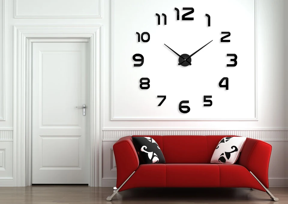 
2019 hot acrylic wall clock for home decor and promotion round plastic mirror digital clock 