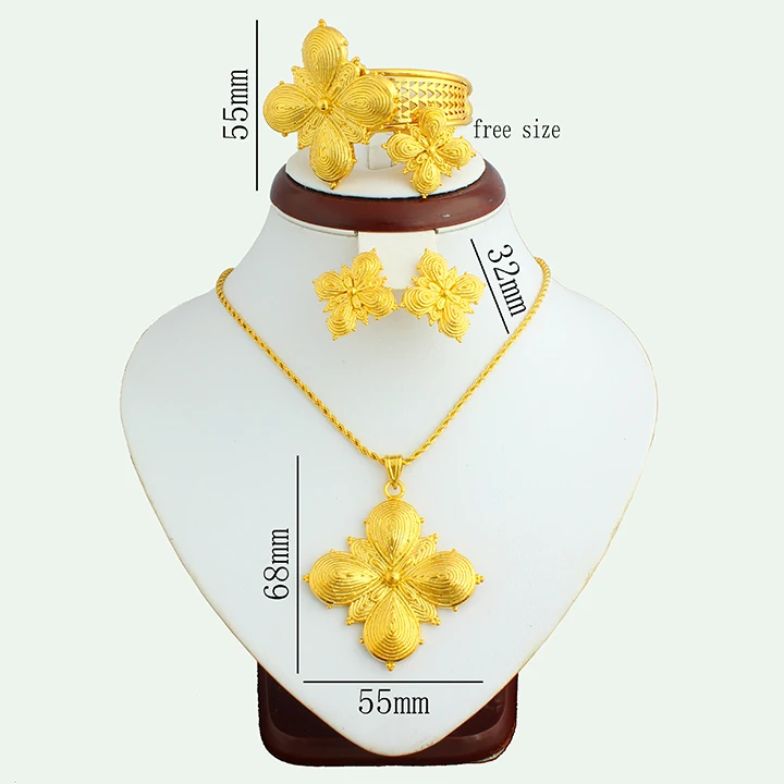 JH Popular Fashion Gold Plated Trendy Jewelry For Gift Wholesale 18K Gold Color Jewelry Set