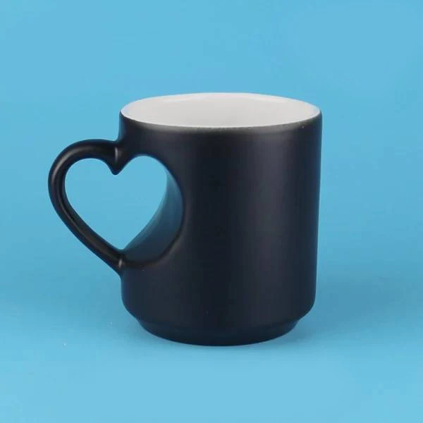 11oz heart shaped ceramic cup BLANK mug FOR SUBLIMATION   color changing mugs customized pattern