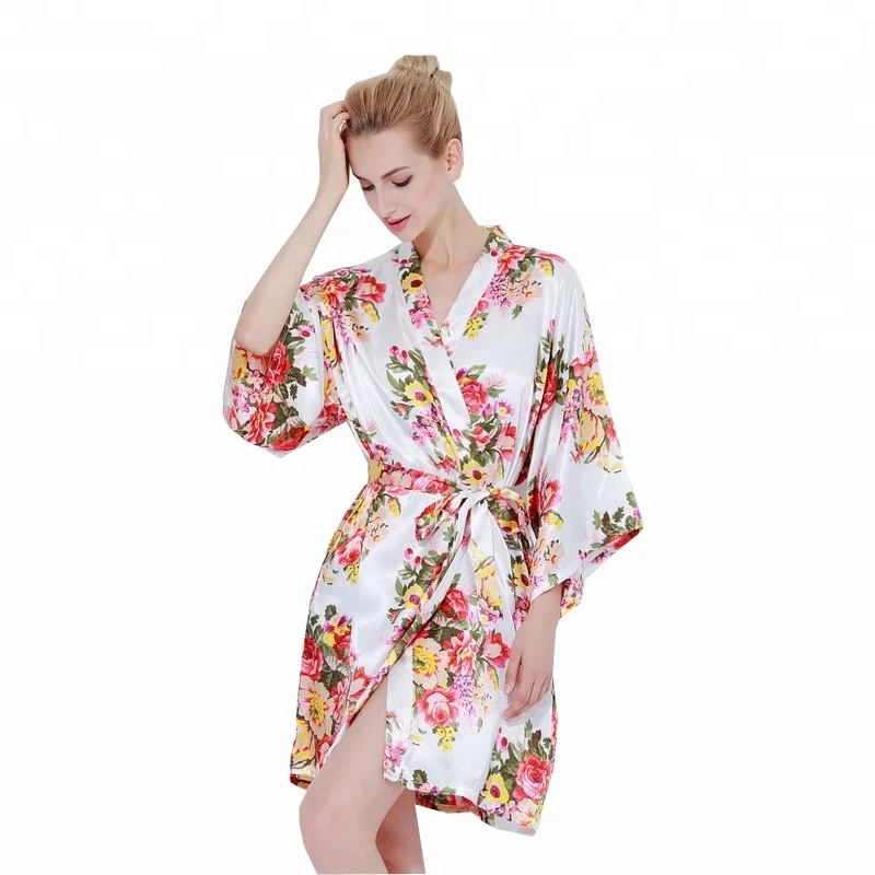803 Peignoir Satin Bride and Bridesmaid Floral Robe for Bridal Sleepwear
