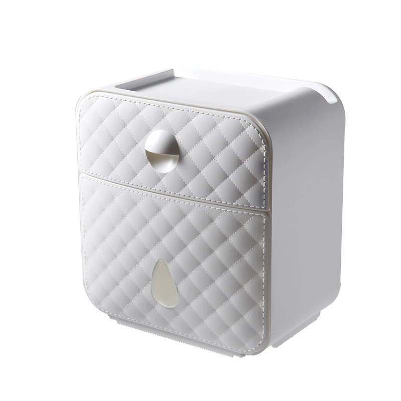 Kitchen Bathroom Plastic Wall Mounted Self Adhesive Corner Toilet Paper Holder Tissue Box Storage Boxes