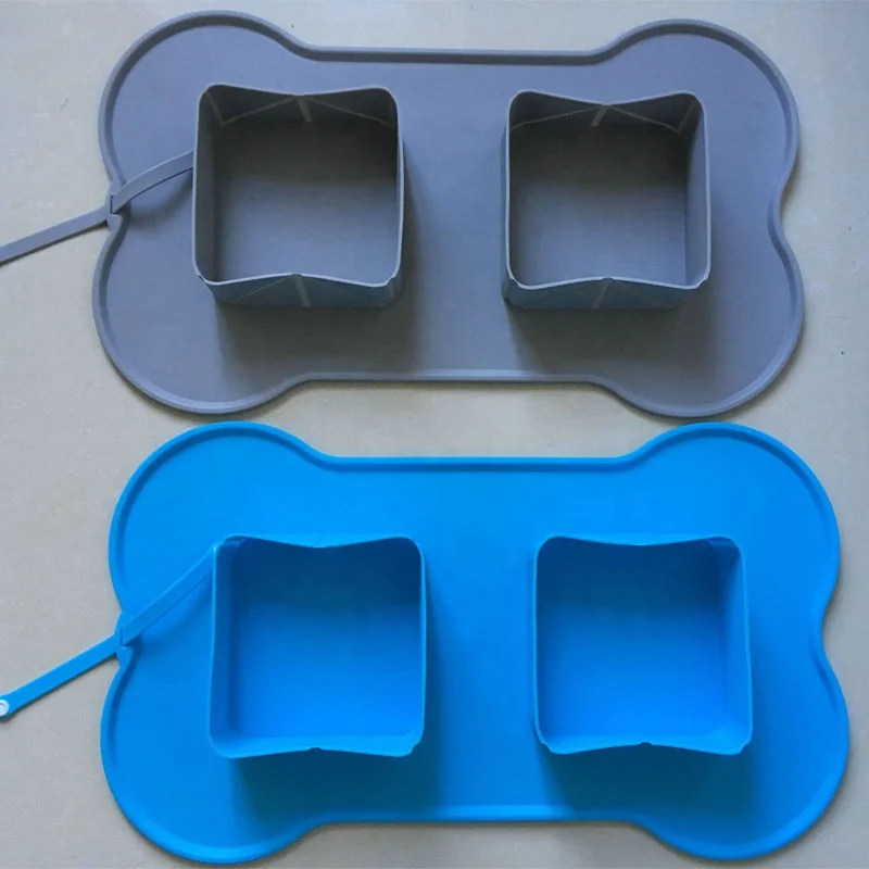 Новые складные переносные двойные чаши для домашних животных с чехлом для переноски. Складная Силиконовая чаша для кошек/собак