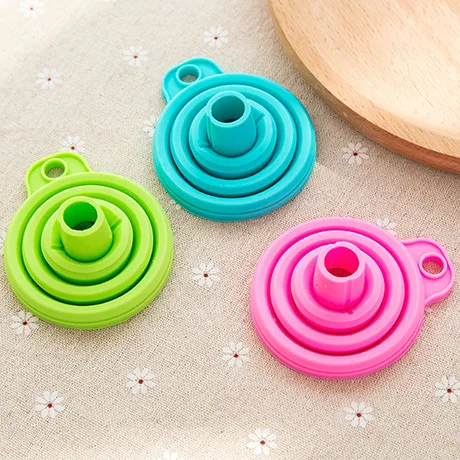 New design food grade folding colorful silicone ear funnel oil glass canning funnel