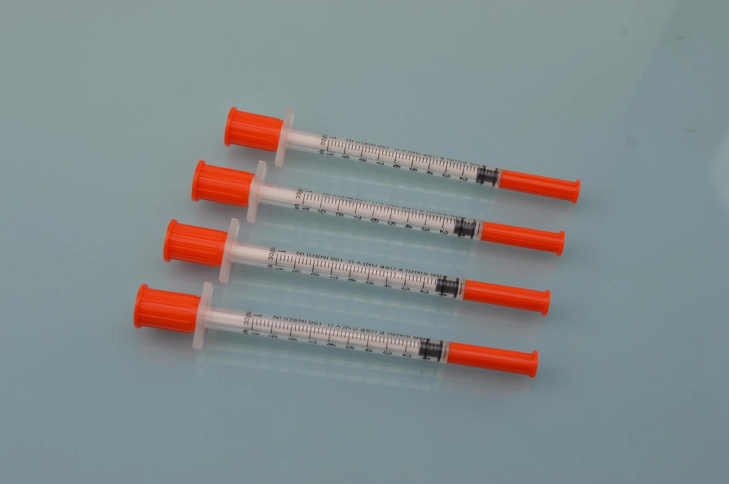 
CE approved orange cap insulin syringe with fixed needle 