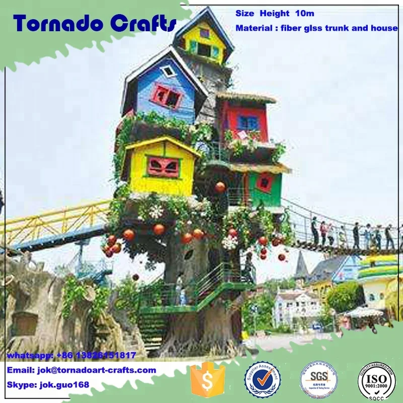 newest design China supplier large outdoor wooden hotel artificial tree house for sale
