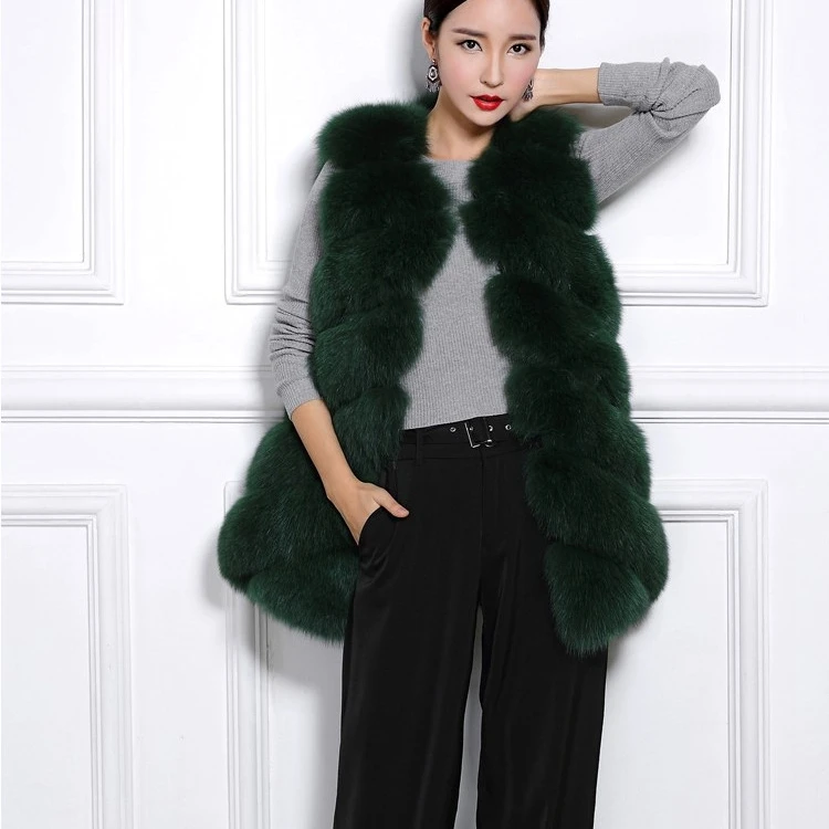 
Latest Design Women Faux Fur Vest Popular Style Colourful Long Fake Fox Fur 