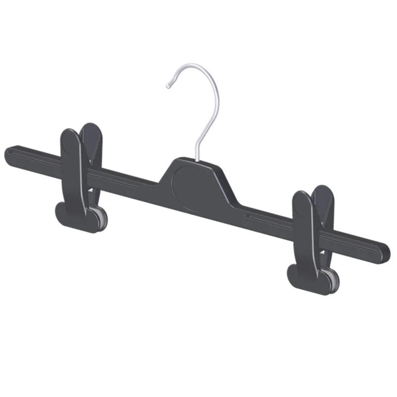 Black Plastic Hangers with Sturdy Plastic Non-Slip Clips Great for Pants Skirts Slacks Bottoms