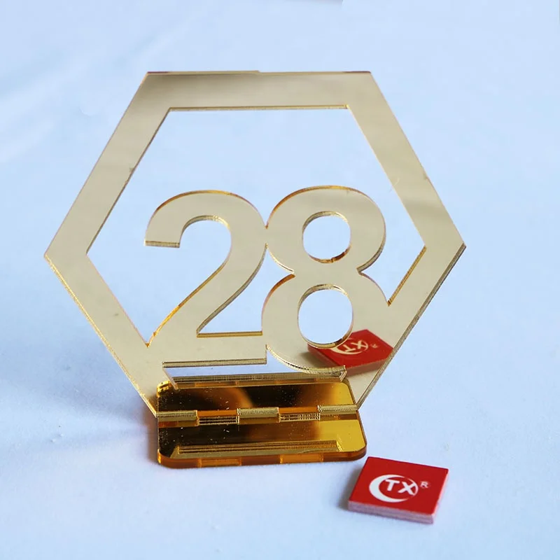 
TX Personalized Table Numbers 1-30 Acrylic Table Numbers with Holder Hexagon Shape Perfect for Wedding Reception and Decoration 