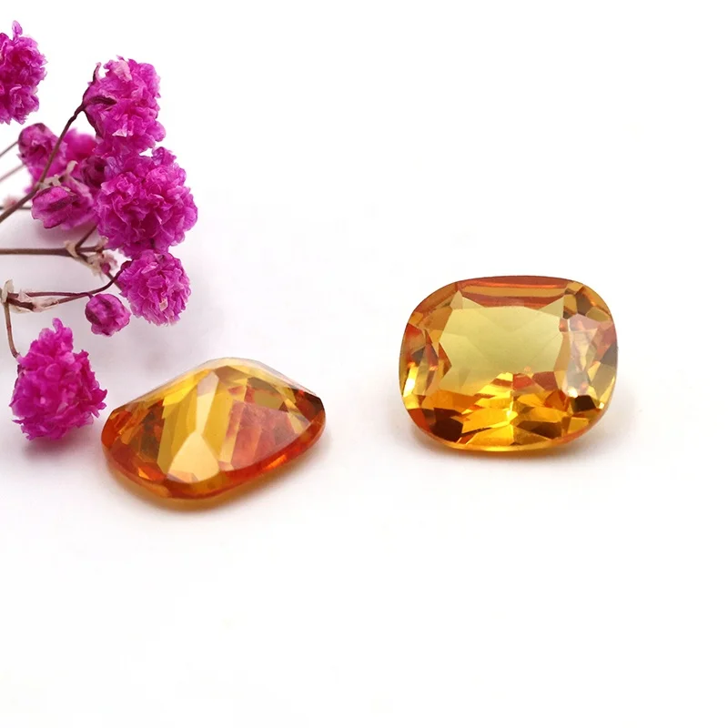 Cushion Cut Synthetic Yellow Corundum Lab Yellow Sapphire Synthetic stone