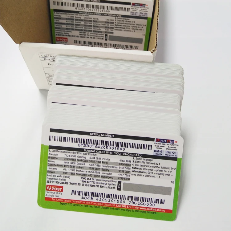 
Custom Prepaid Top-up Phone Cards & Recharge Scratch Calling Card Printing 