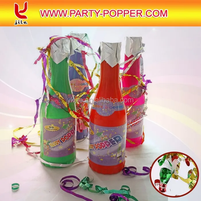 Champagne Bottle Party Popper with Colorful Metallic Foil Circle Confetti Cannon
