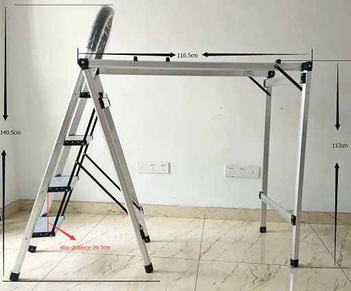 8 stpes Household Aluminum Alloy Folding Ladder with Handrail