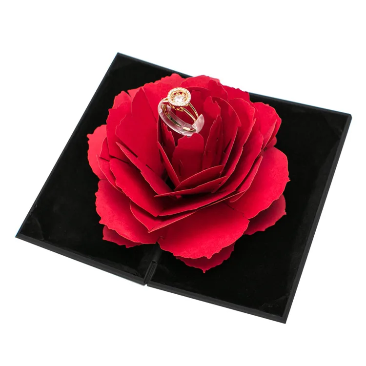 Hot Sale Popular Luxurious Rose Jewelry Packing Box Personalized Style Design Decorative Ring Box
