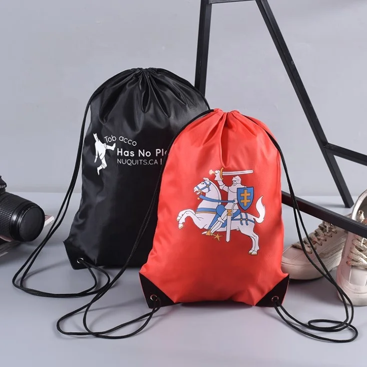 
Cheap custom logo sports backpack 210D polyester drawstring bag printing draw string bag for promotional 