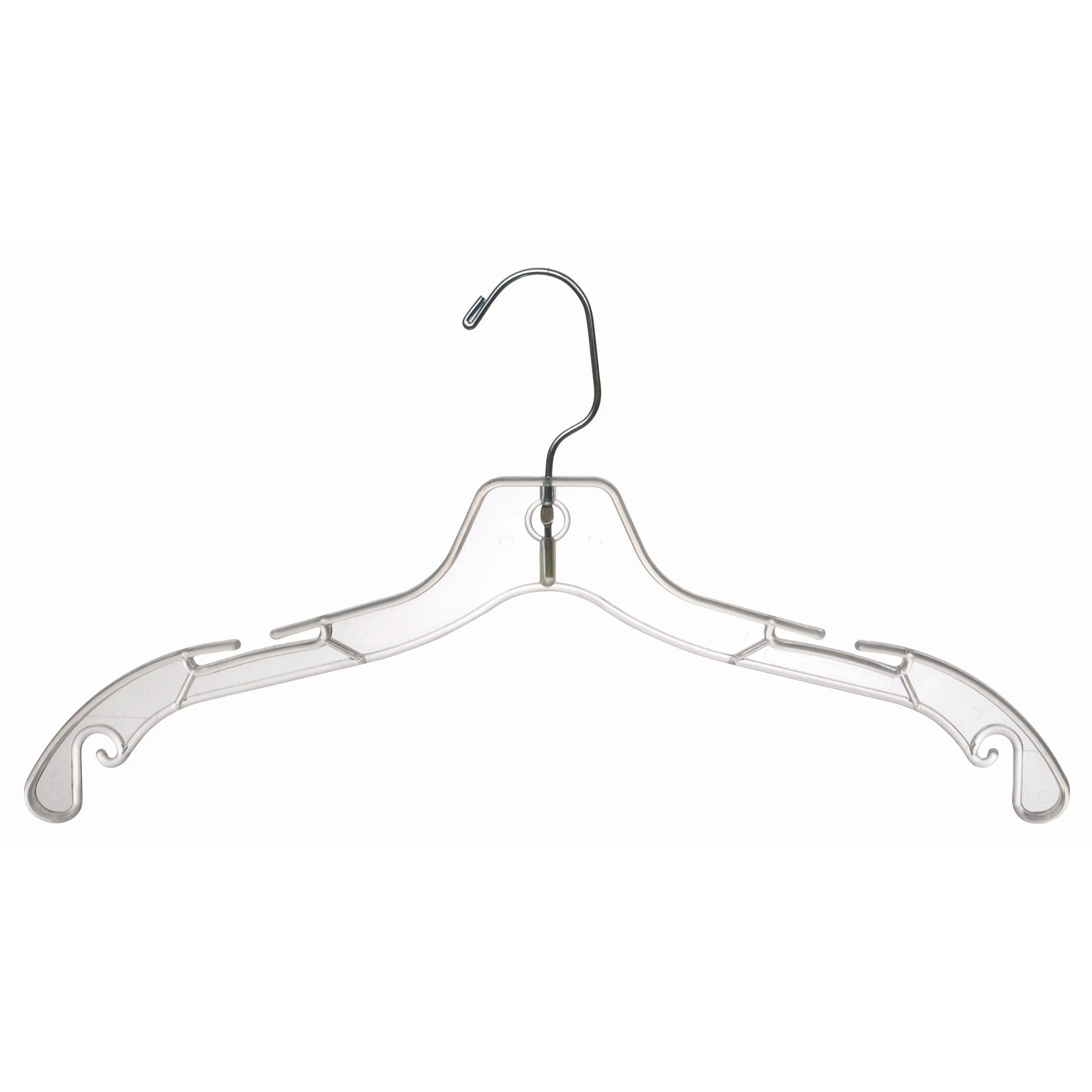 crystal plastic dress hanger with swivel hook and nonslip slots