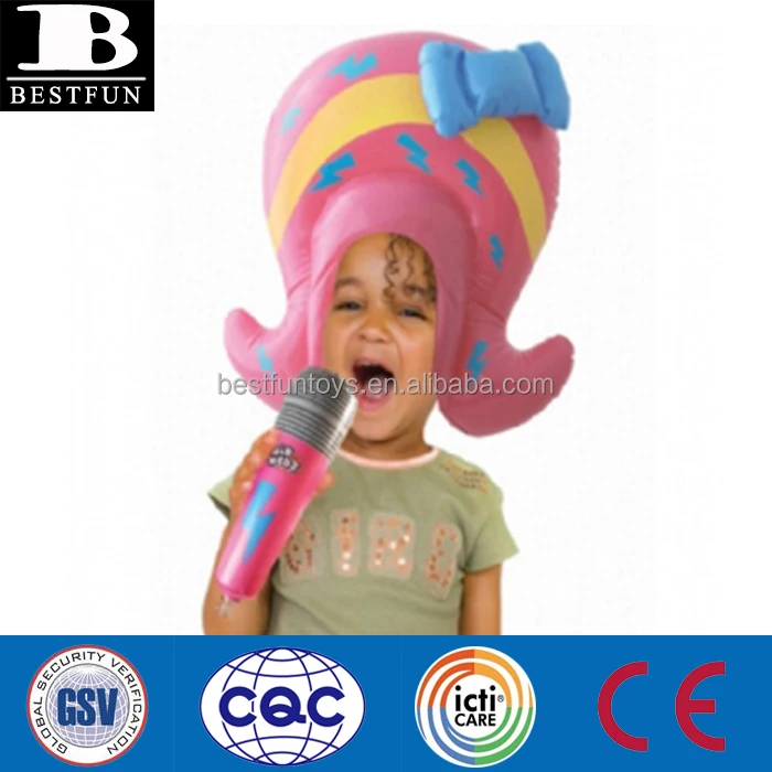 inflatable toy factory Inflatable Princess Wig plastic funny hair wigs for kids