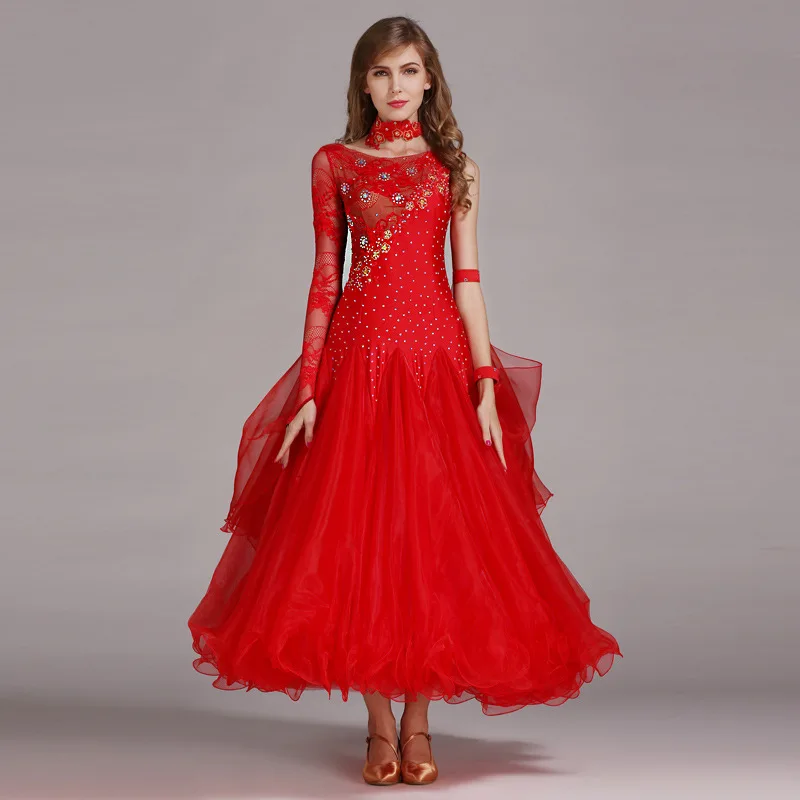 Elegent Competition Performance Wear Flamenco Waltz Ballroom Dance Dress