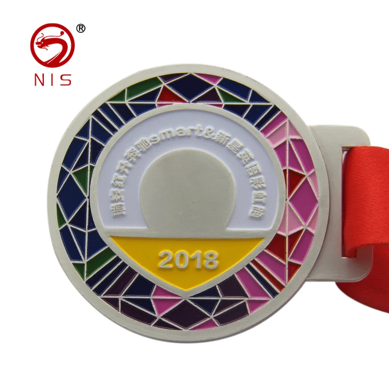 Antique silver die casting metal award souvenir medal with ribbon