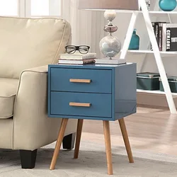 Nordic Solid Wood Modern Bedroom Nightstands 2 Drawers Mid Century Living Room Sofa End Couch Bed Side Table
