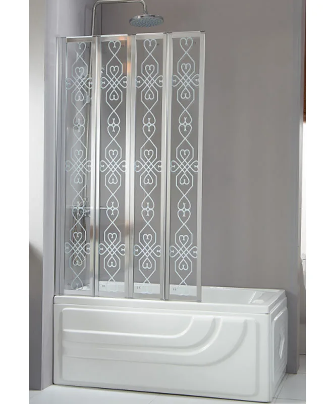 Bathtub partition design glass shower screen over bath P-40