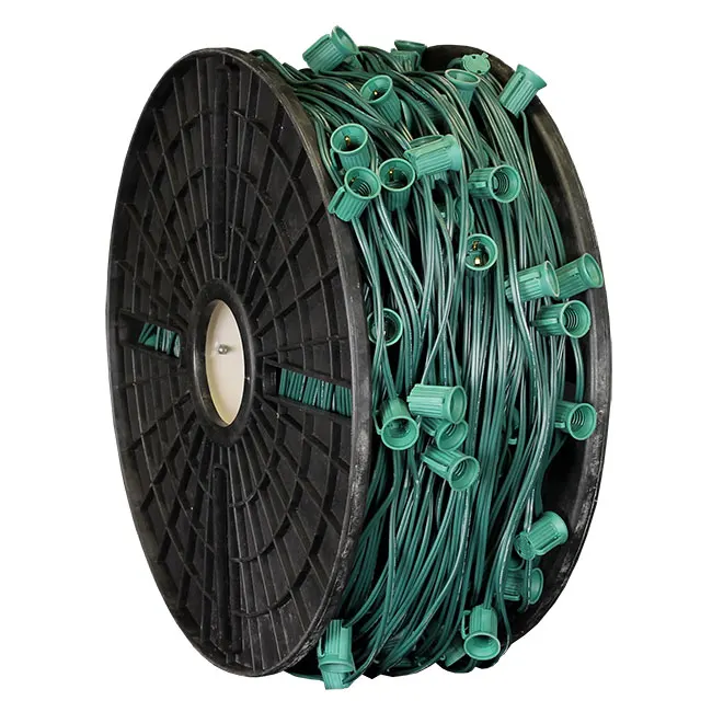 Green Wire 1000FT 1000 Sockets Spt-1 18AWG C9 Lights Spool