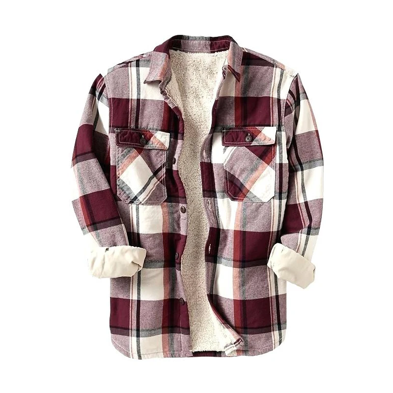 Мужская Фланелевая куртка с капюшоном на подкладке Sherpa