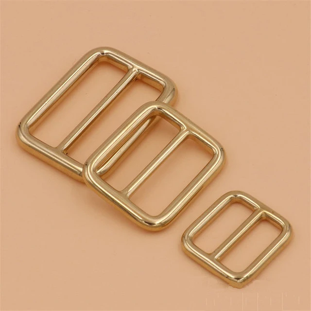 wholesale 18mm 26mm 33mm center bar solid brass tri-glide adjustable buckle