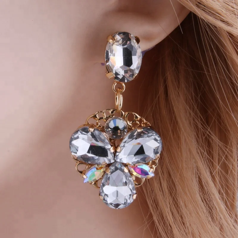
NeeFu WoFu Drop Earrings Brand Crystal Earring Big Earring Large Long Glass Brinco Ear Oorbellen Christmas Gift 
