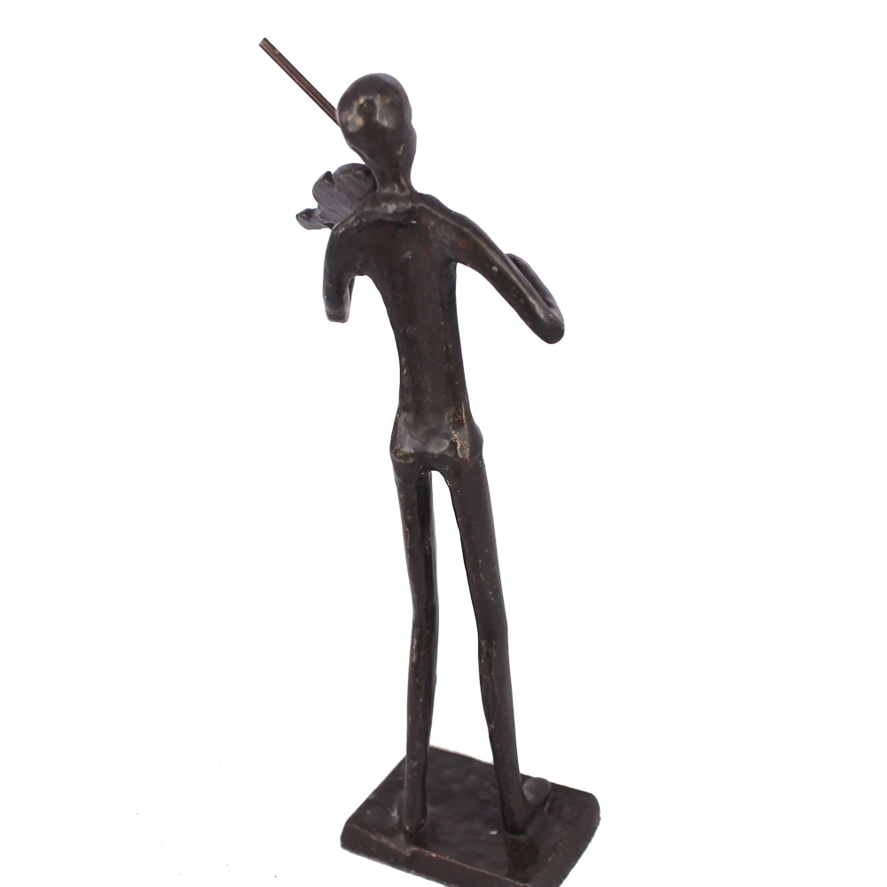 Playing violin statues metal antique music sculptures