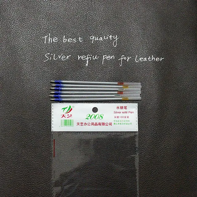 Серебряная ручка, серебряная заправляемая ручка, кожаная Временная маркерная ручка, шариковая заправка