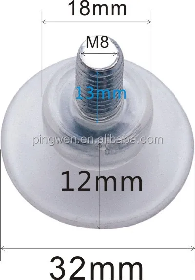 transparent wholesale plastic high quality threaded suction cap,suction cup with screw,rubber suction cup