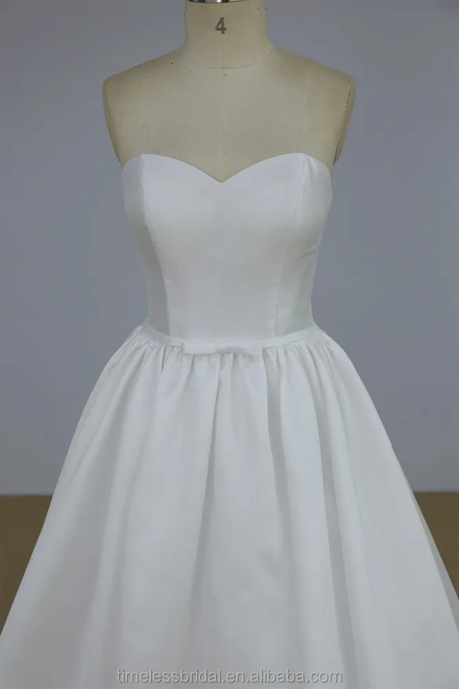 Strapless white color ball gown mikado wedding dress bridal gown