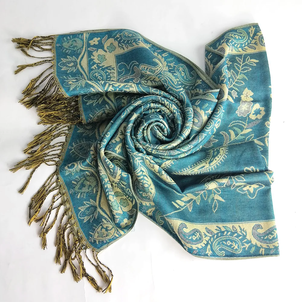 Classic Paisley Floral Pashmina Scarf Comfortable and Warm Shawl With Tassel for Ladies