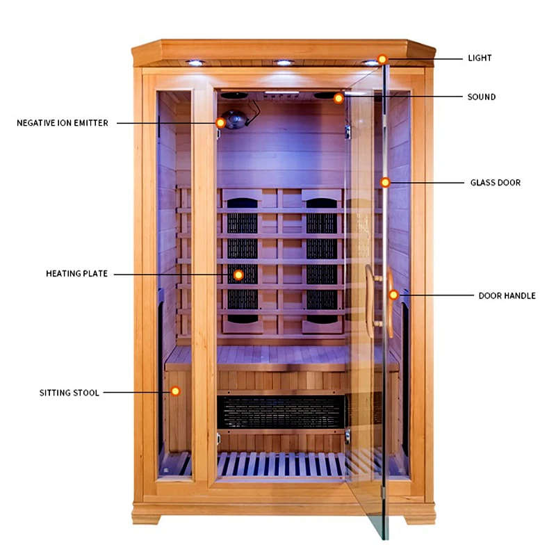 suana 2 person hemlock wood home relax slim indoor near far infrared sauna