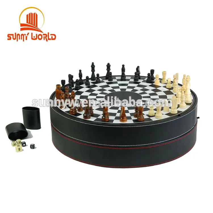 Leather 3 men chess set triple chess set