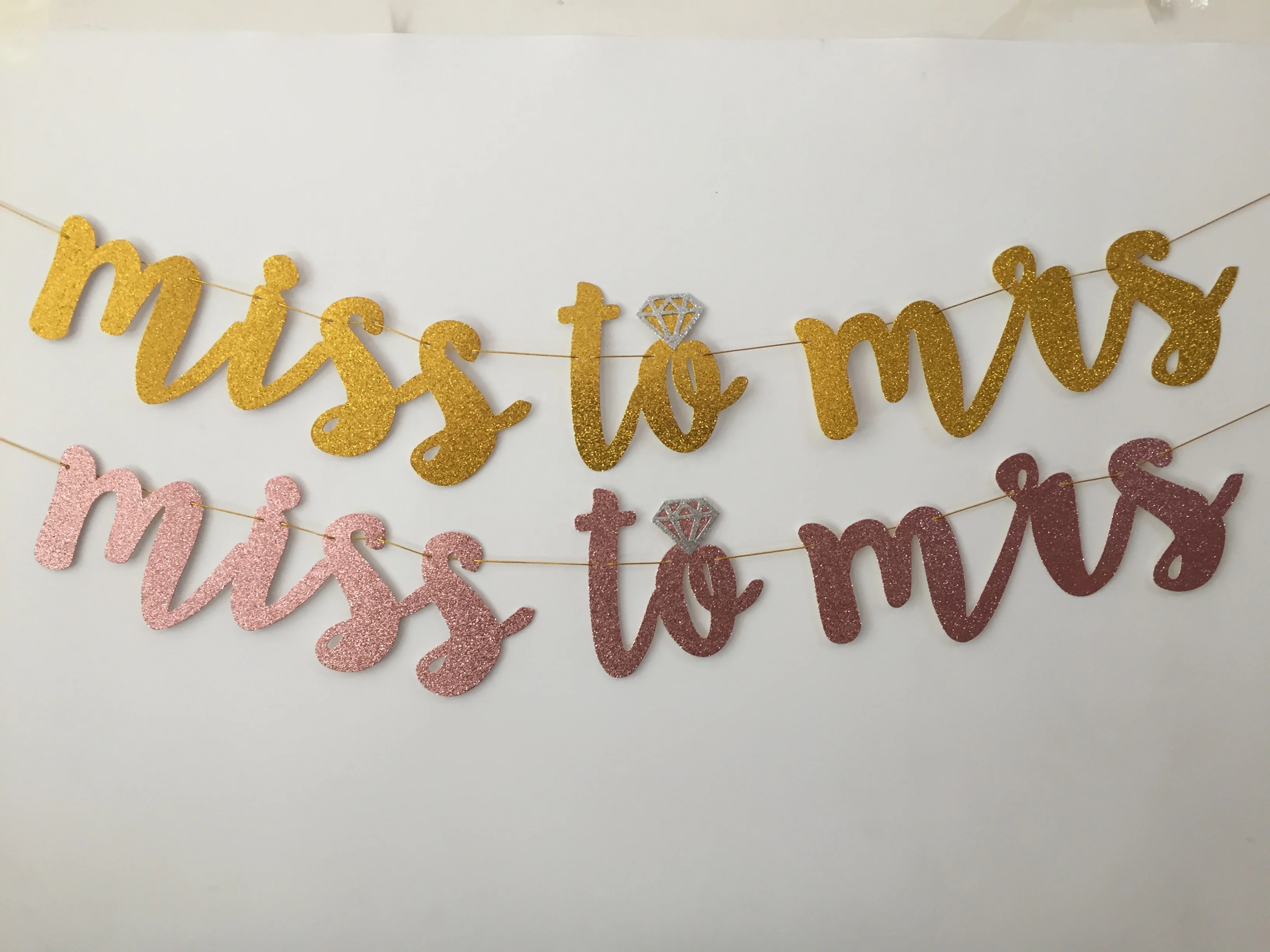 Bridal Shower Bachelorette Party Gold Glitter Miss To Mrs Bunting Garland Banner